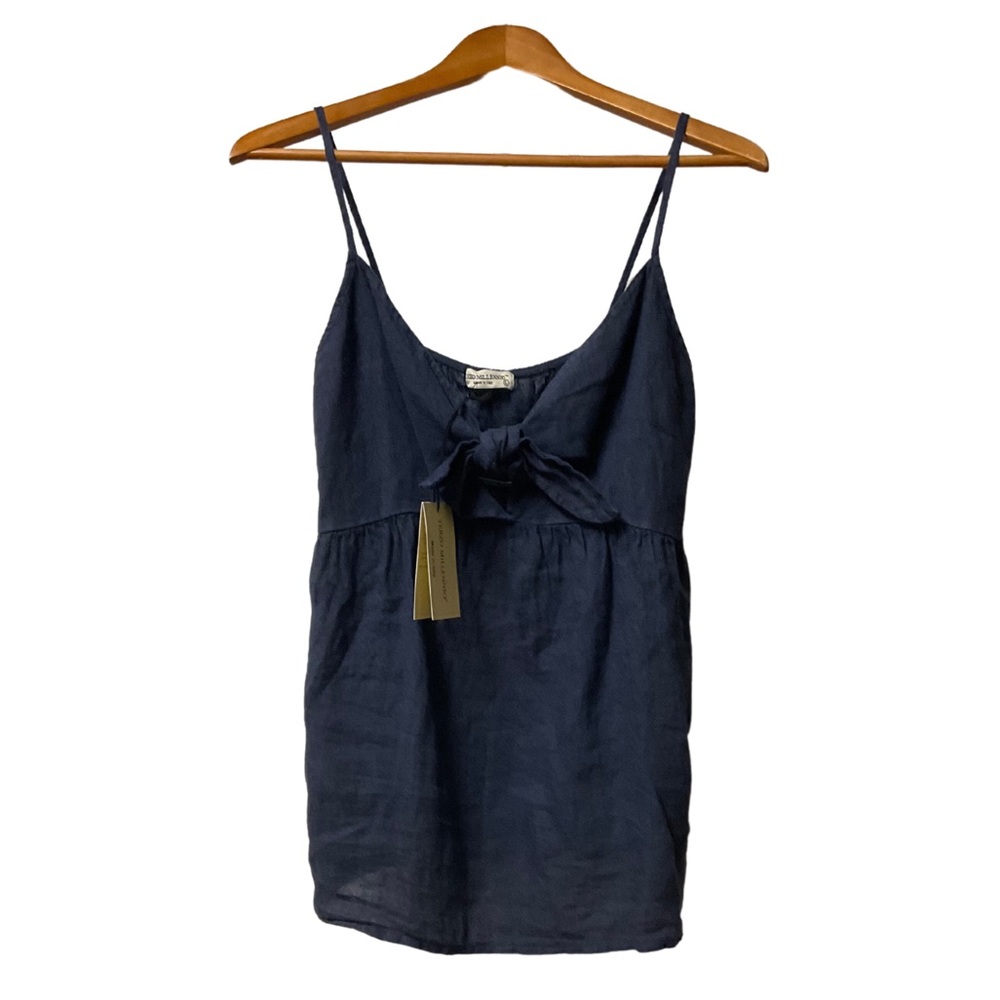 Terzo Millennio 100% Linen Made in Italy Spaghetti Strap Bow Cut Out Size L Top